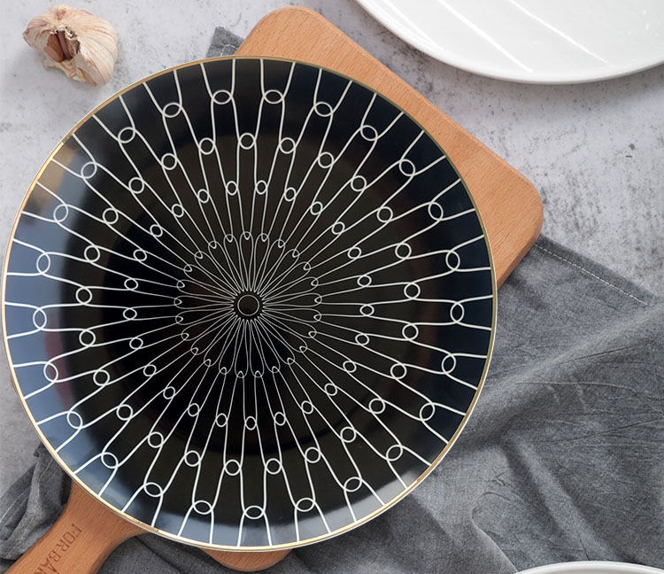Black And Gold Textured Ceramic Dinner Plate 