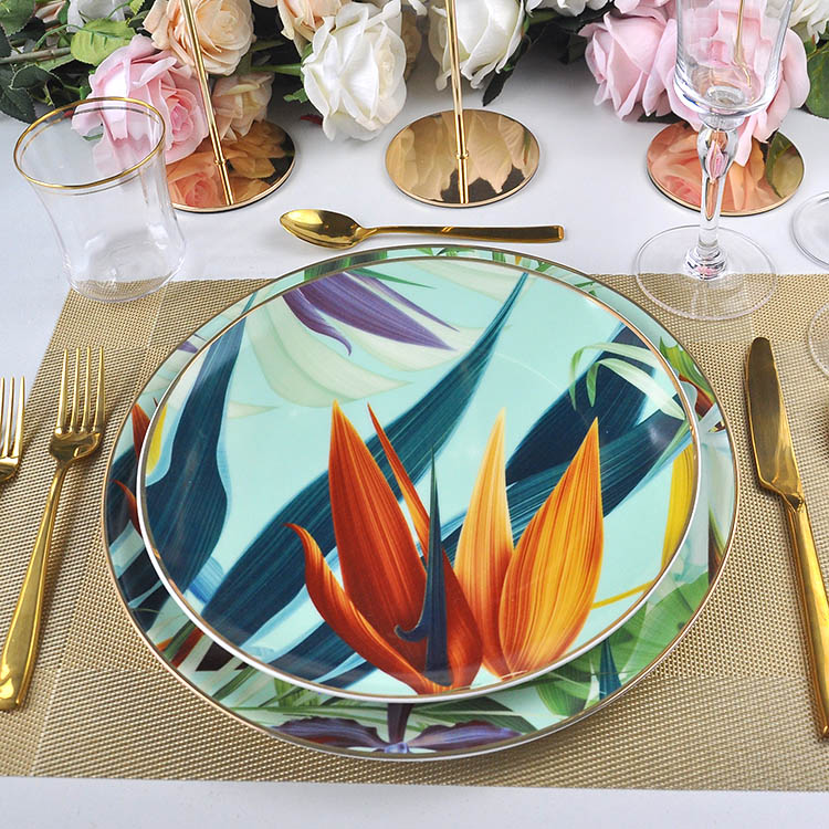 Green Leaf Bone China Dinnerware Set