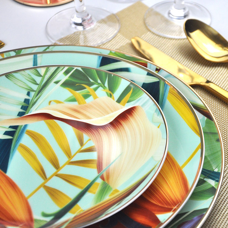 Green Leaf Bone China Dinnerware Set