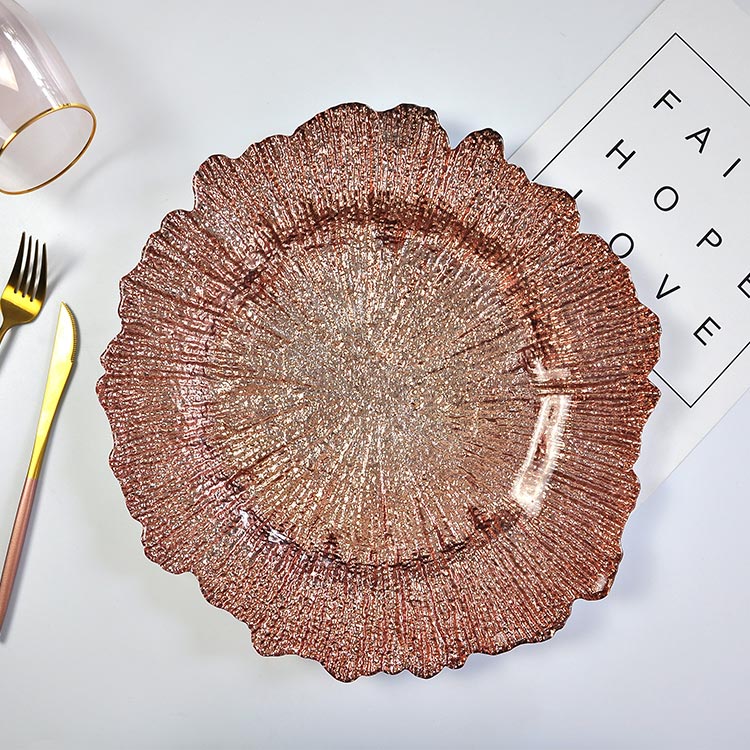 China factory wholesale colourful glass reef charger decorative under