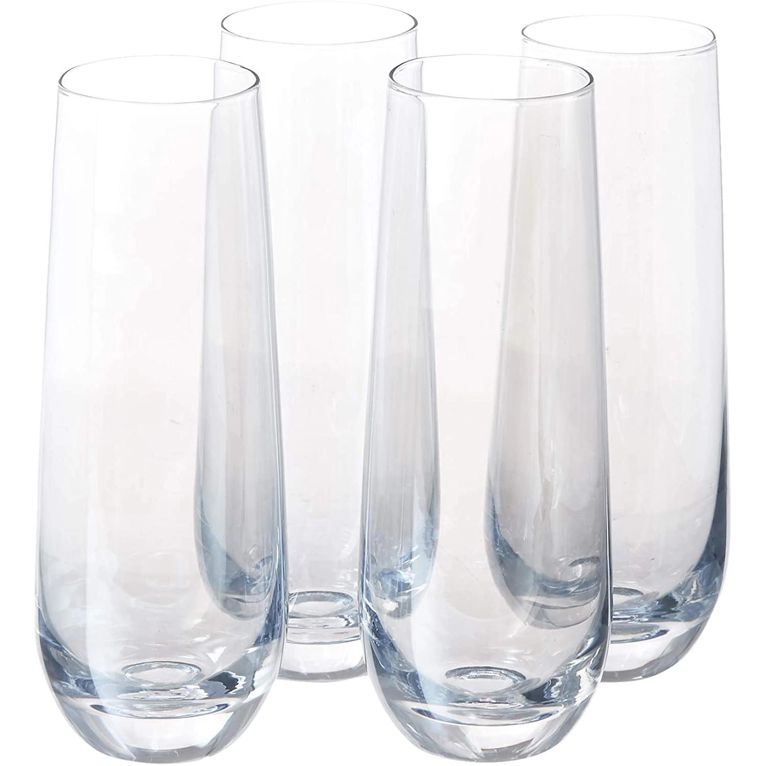 Custom different types of glass stemless champagne glasses