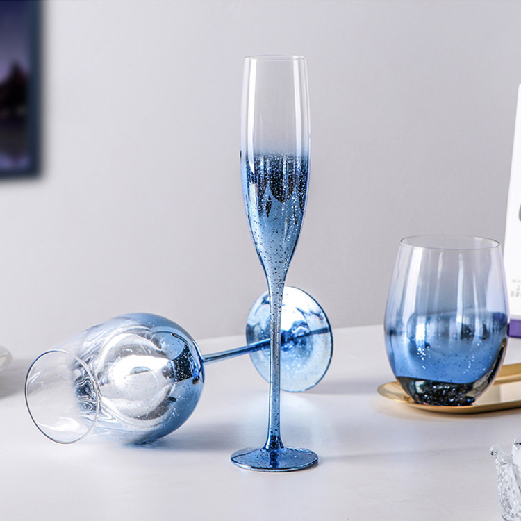 Electroplated Blue Wine Glasses Stemware Set