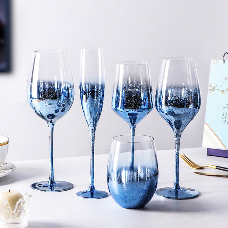 Electroplated Blue Wine Glasses Stemware Set