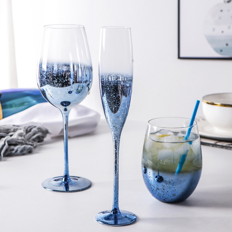 Electroplated Blue Wine Glasses Stemware Set