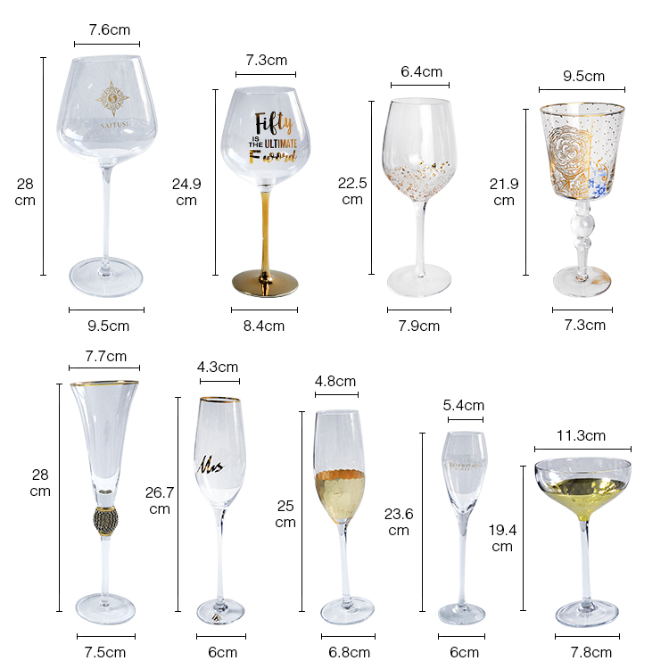 custom gold stem bourgogne glass wine logo