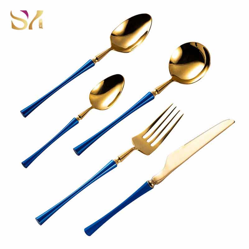 Blue Stainless Steel Flatware Set