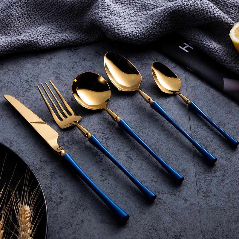 Blue Stainless Steel Flatware Set