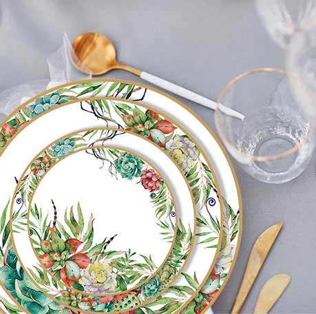 Green Plant Dinnerware Set Wedding
