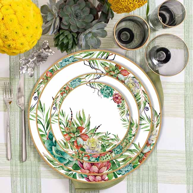Green Plant Dinnerware Set Wedding