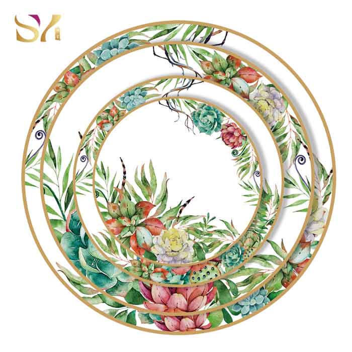 Green Plant Dinnerware Set Wedding