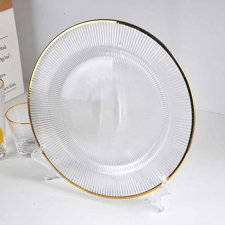 Glass Rays Charger Plates With Gold Rim