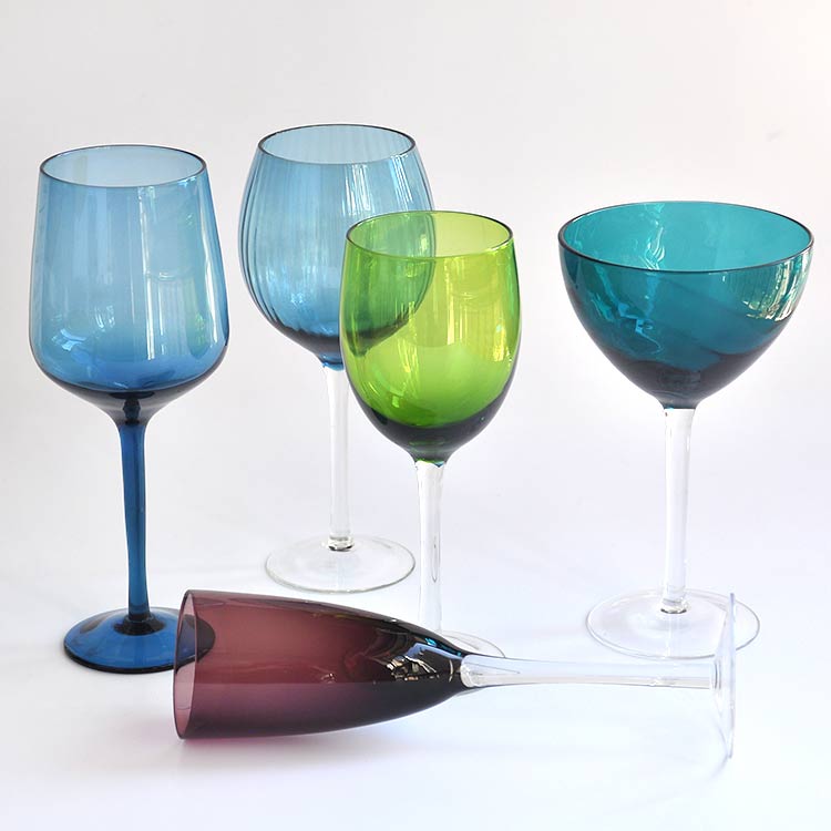 Blue Bordeaux Glass Wine Glasses